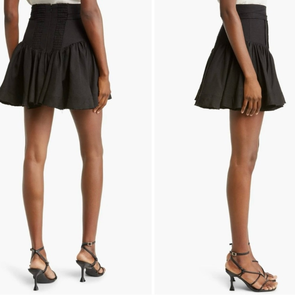 AJE Reverb Flip Mini Skirt Linen Blend Black Size 6 Luxury Designer